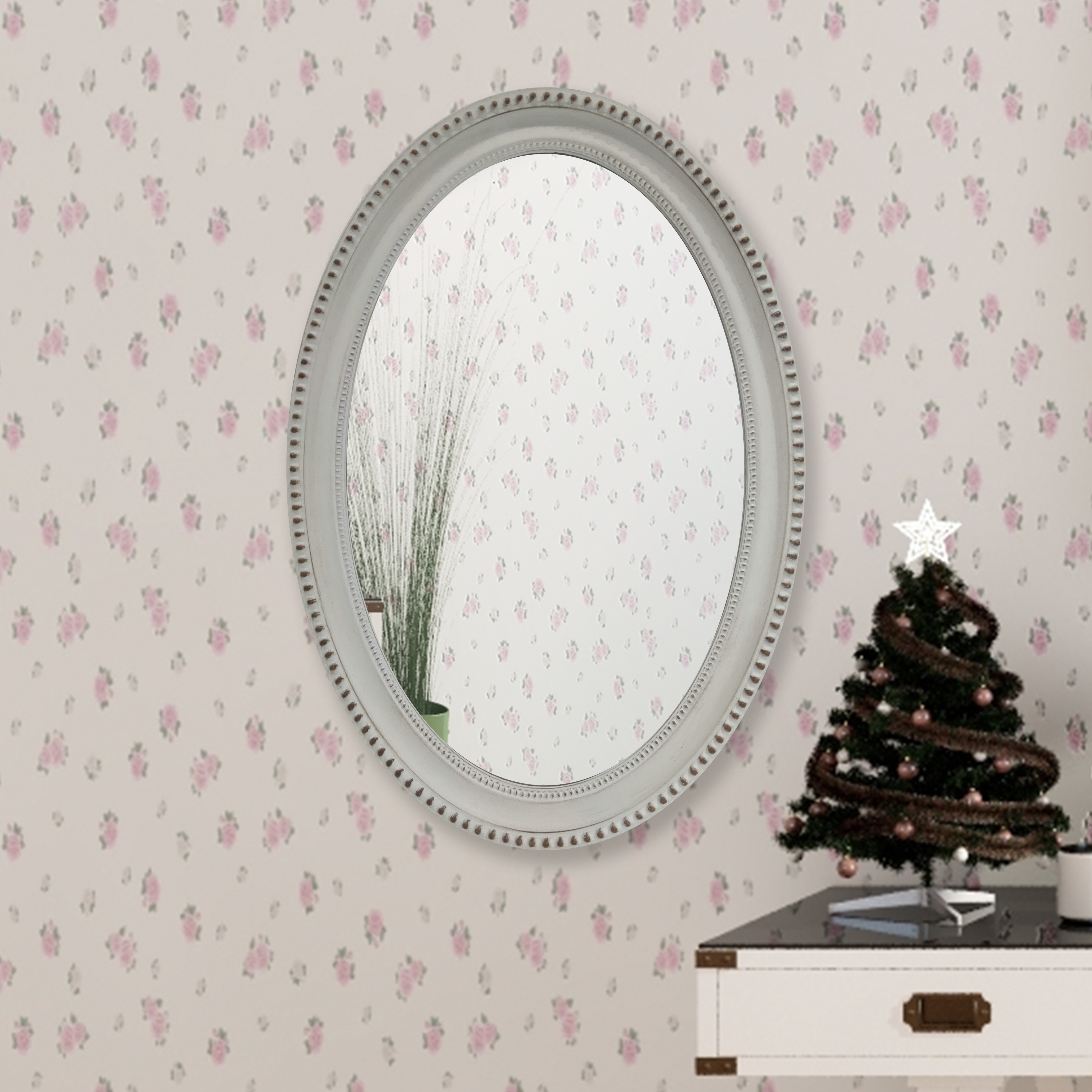 white mirror on white wall